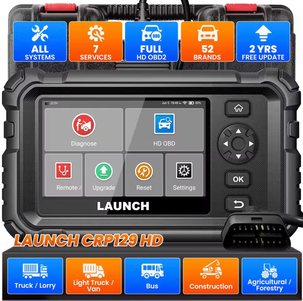 LAUNCH CRP129 HD Elite LKW Diagnosegerät 24V OBD2 Scanner Vollsystem DPF Reset Injektor Truck PKW