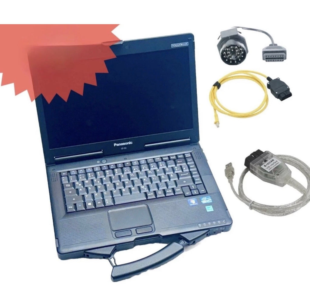 Profi Diagnosegerät für BMW Panasonic CF-53 K+DCan Ethernet 20Pin Adapterset