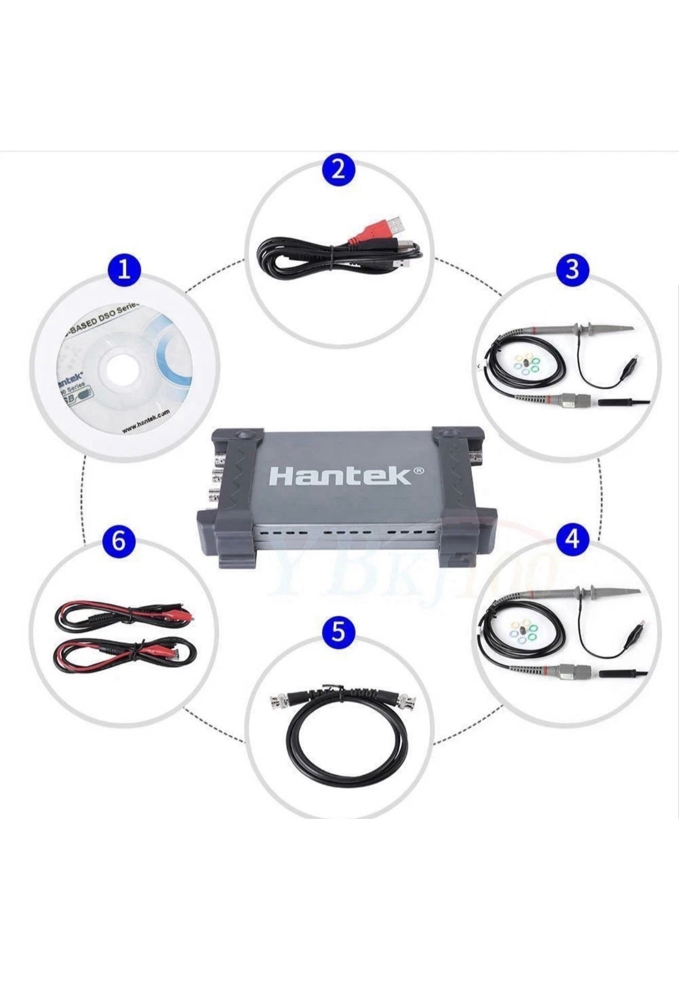 Hantek 6074BD 4-Kanal Digitales Oszilloskop 250 MHz 1 GSa/s Arbiträrer Wellenformgenerator