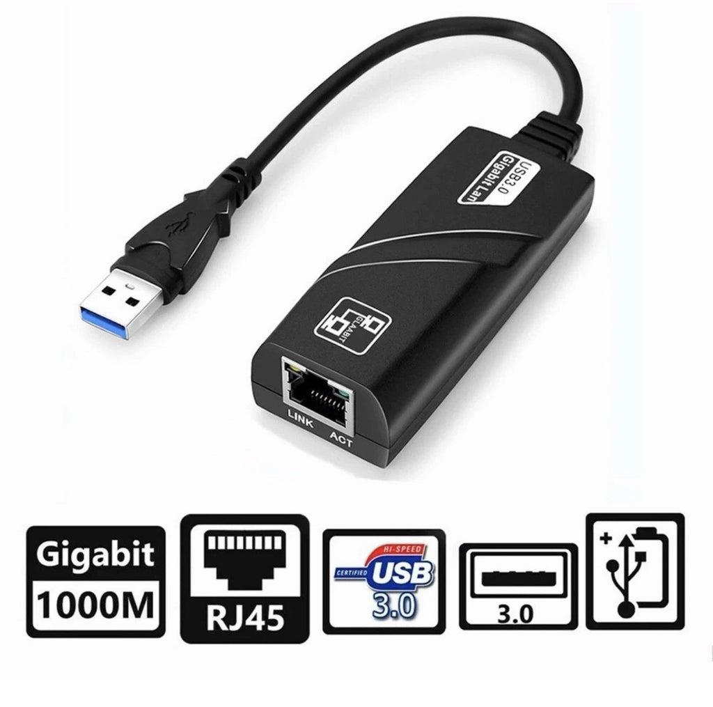 USB 3.0 Gigabit-Ethernet-Adapter RJ45 LAN 1000 Mbit/s – Windows/Mac/Linux