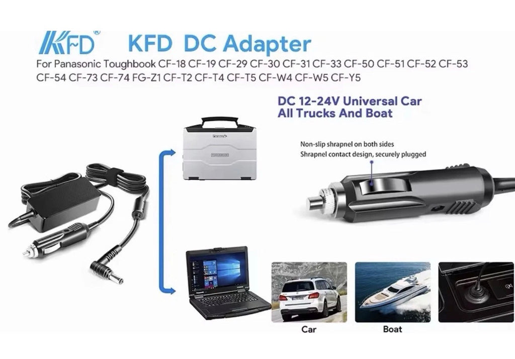 KFZ-Ladegerät 16V für Panasonic Toughbook CF-54 CF-53 CF-33 CF-D1 FZ-G1 | 12V–24V