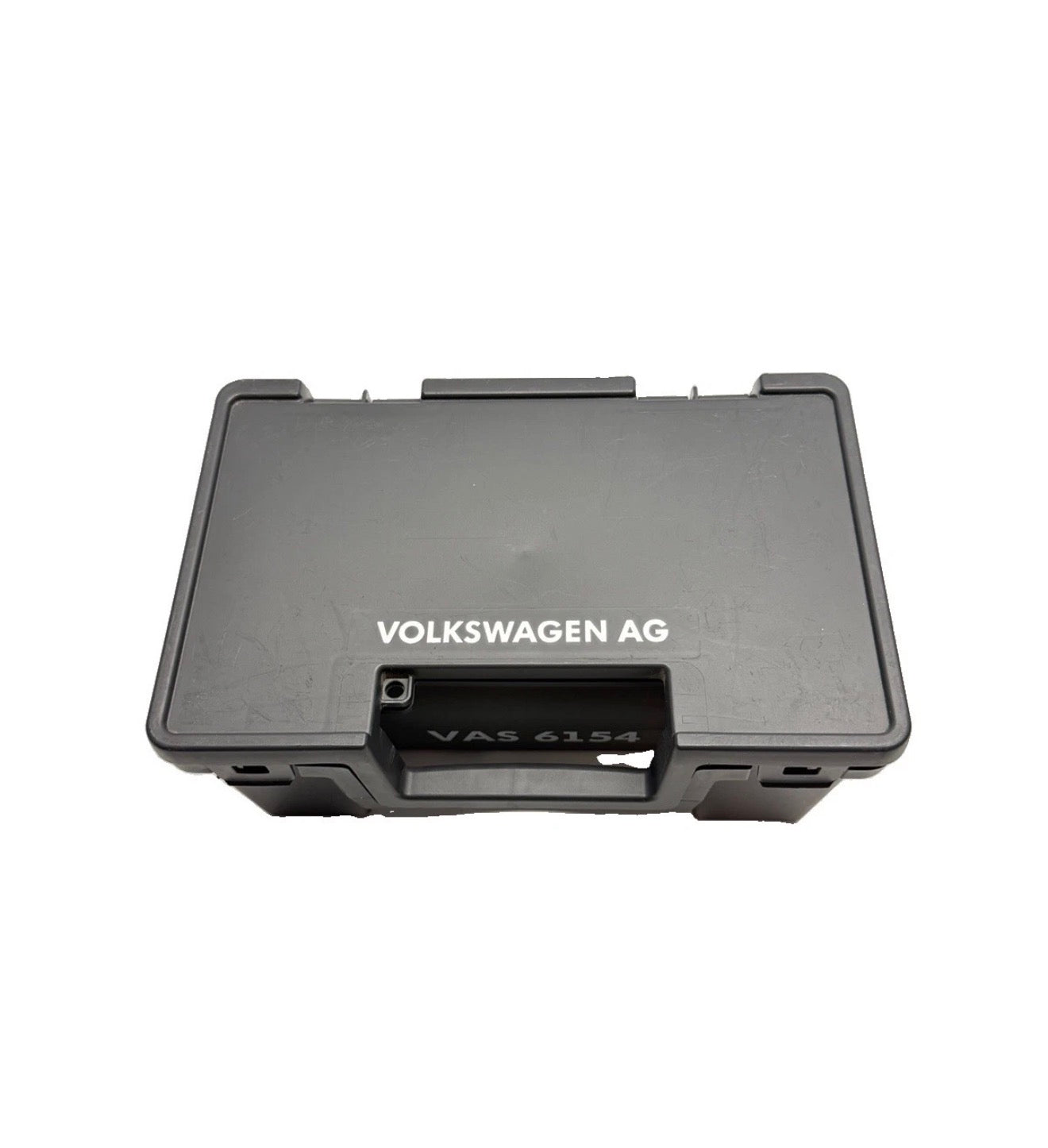 Original VAS 6154 Koffer Draufsicht mit Volkswagen AG Aufschrift und Tragegriff freigestellt – Originalkoffer für VAS6154 Interface
