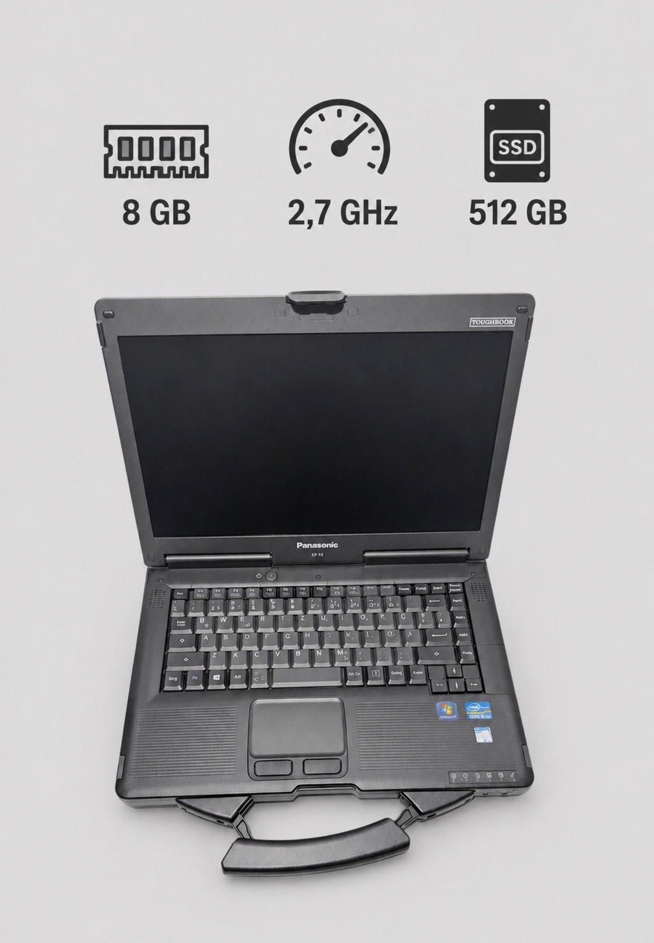 Panasonic Toughbook CF-53 i5-3340 8GB RAM 512GB SSD – Semi-Rugged Notebook