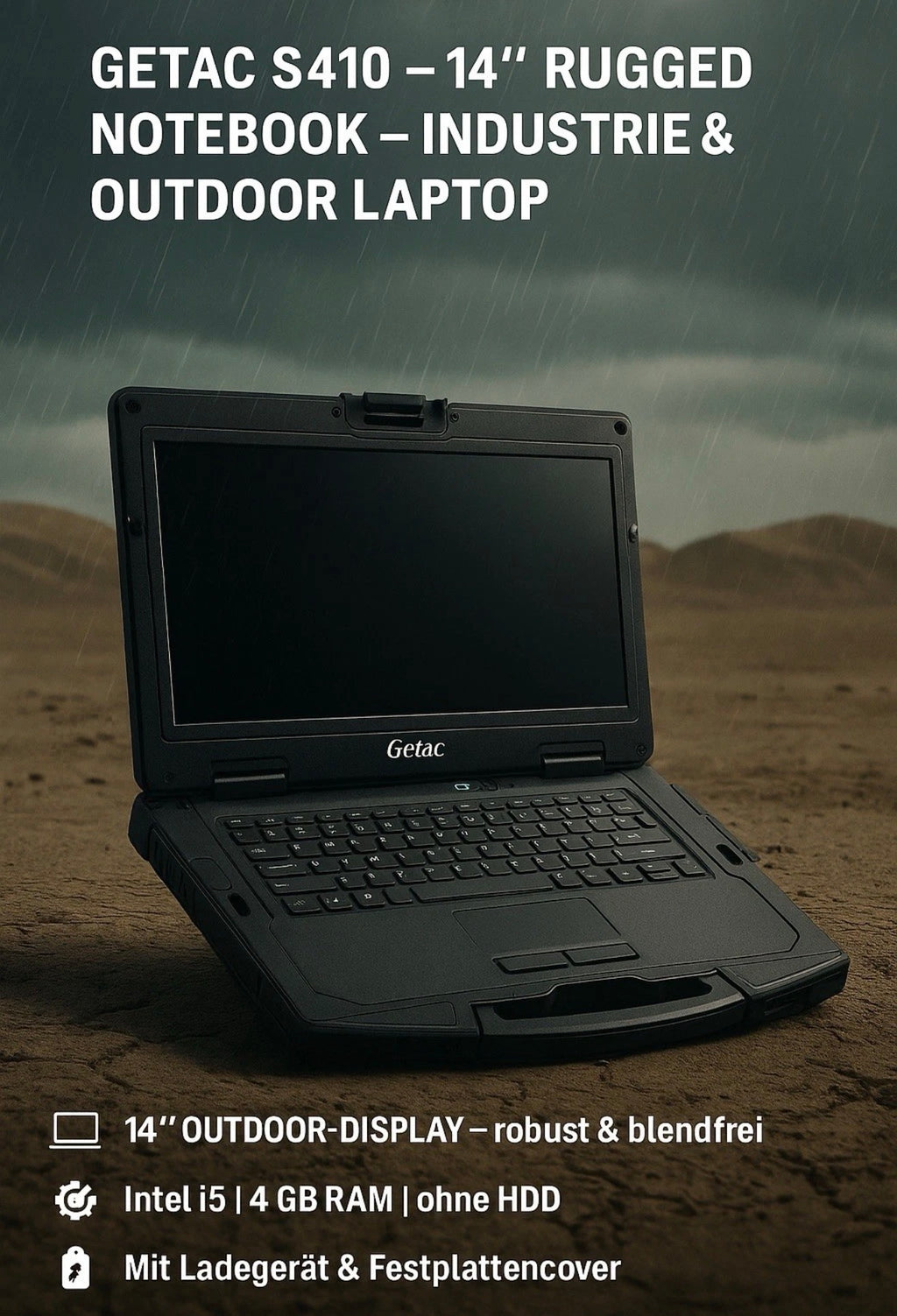 Getac S410 Robustes Laptop | Intel Core i5-6300U 2,3 GHz | 4GB RAM | Robustes Business Notebook