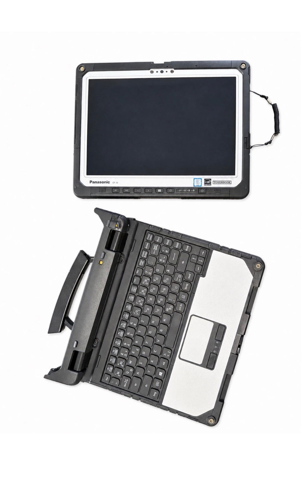 Panasonic CF-33 Toughbook als Tablet und abgedocktes Tastatur-Docking freigestellt – Convertible Rugged Diagnose-Tablet für VW Audi Seat Skoda ODIS V25.3


