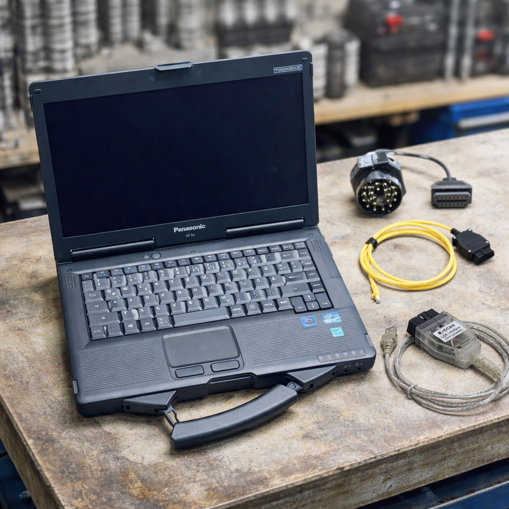Profi Diagnosegerät für BMW Panasonic CF-53 K+DCan Ethernet 20Pin Adapterset