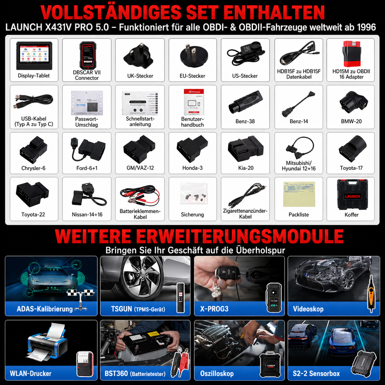 Launch X431 PRO V5.0 – Profi OBD2 Diagnosegerät | 2 Jahre Updates inklusive